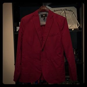 Burgundy H&M Unstructured Slim Fit Blazer